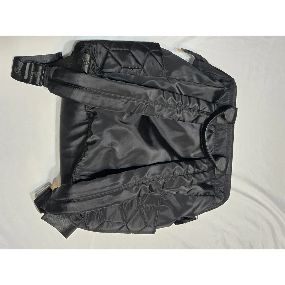 Steve Madden Quilted Backpack Black Square Rucksack Lg Zip Pockets Logo School